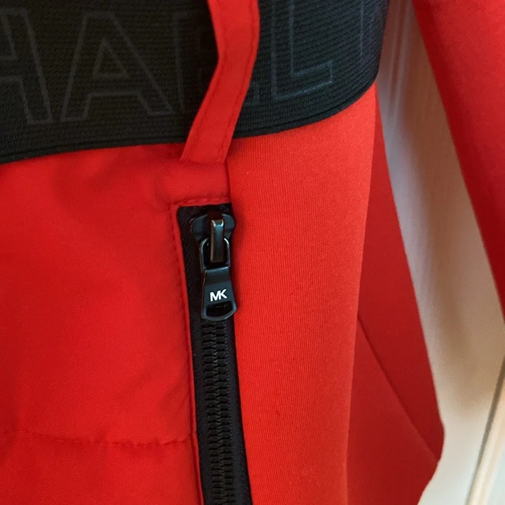 🔥 Michael Kors XL Red 🔥 Belted Winter Coat Jacket Hood - Picture 8 of 16